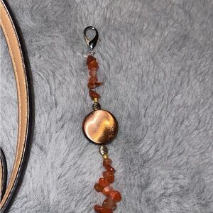 Elegant Brown Beaded Keychain